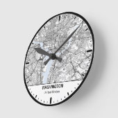 Washington Clock City Line Art ラウンド壁時計 (傾斜)