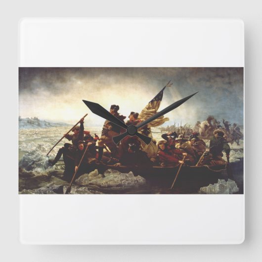 Washington Crossing the Delaware by Emanuel Leutze スクエア壁時計 (正面)