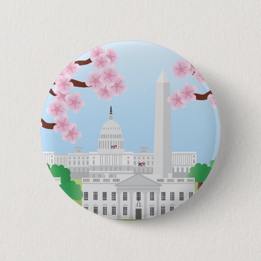 Washington D.C.および桜ボタン 缶バッジ (正面)