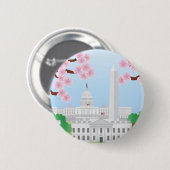 Washington D.C.および桜ボタン 缶バッジ (正面&裏面)
