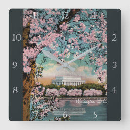 Washington D.C.のカスタムの桜 スクエア壁時計