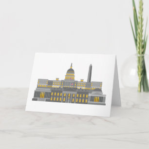 Washington D.C.のスカイラインのコラージュのイラストレーション カード