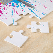 Washington D.C.のスカイラインのペンキの(ばちゃばちゃ)跳ねるのイラストレーション ジグソーパズル (側面)