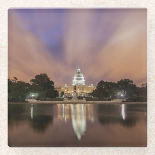 Washington D.C.の国会議事堂の建物 ガラスコースター (正面)
