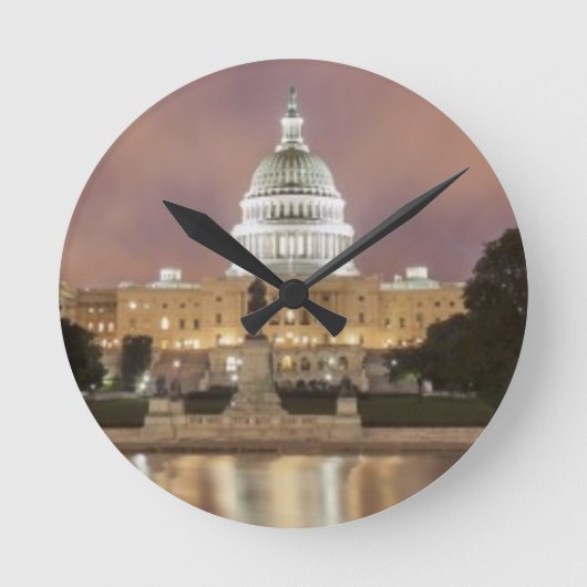 Washington D.C.の国会議事堂の建物 ラウンド壁時計 (正面)