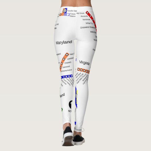 Washington D.C.の地下鉄の地下鉄の地図のレギンス レギンス (裏面)