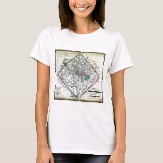 Washington D.C.の地図および旗 Tシャツ (正面)