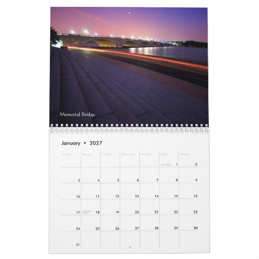 Washington D.C.の建築 カレンダー (1月 2027)