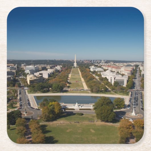 Washington D.C.の景色の概観 スクエアペーパーコースター (正面)