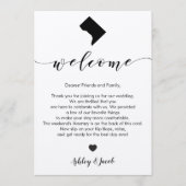 Washington D.C.の結婚式の歓迎の手紙及び旅程 プログラム (正面)