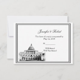 Washington D.C.の行先の結婚式の応答カード 出欠カード
