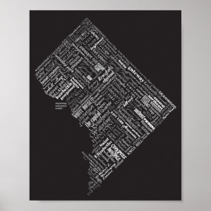 Washington D.C.の近隣のタイポグラフィ劇的なB&W ポスター