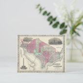 Washington D.C.の1866年のジョンソンの地図 ポストカード (スタンド正面)