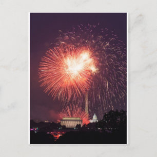 Washington D.C.上の独立記念日の花火 ポストカード