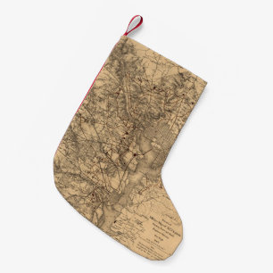 Washington D.C.区域(1865年)のヴィンテージの地図 スモールクリスマスストッキング