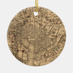 Washington D.C.区域(1865年)のヴィンテージの地図 セラミックオーナメント