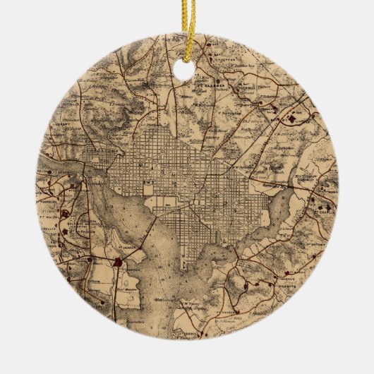 Washington D.C.区域(1865年)のヴィンテージの地図 セラミックオーナメント (正面)