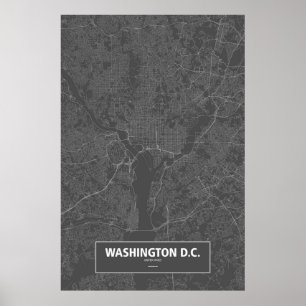 Washington D.C.、米国(黒で白い) ポスター