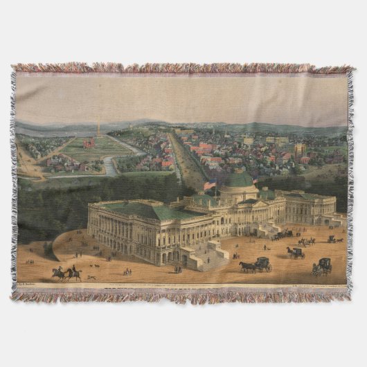 Washington D.C. (1852年)のヴィンテージの絵解き地図 スローブランケット (正面)