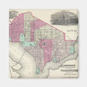 Washington D.C. (1866年)のヴィンテージの地図 マグネット