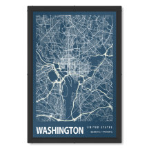 Washington D.C. Blueprint City Map Poster Vintage