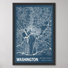 Washington D.C. Blueprint City Map Poster Vintage ポスター