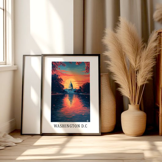Washington D.C. Capitol Sunset Poster ポスター