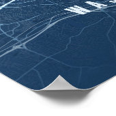 Washington D.C. Map Blue Print Poster Wallart Gift ポスター (角)