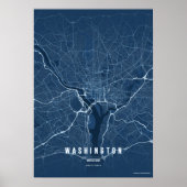 Washington D.C. Map Blue Print Poster Wallart Gift ポスター (正面)