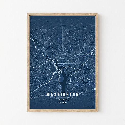 Washington D.C. Map Blue Print Poster Wallart Gift ポスター