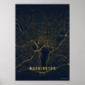 Washington D.C. Map Gold Print Poster Wallart Gift ポスター (正面)