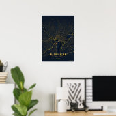 Washington D.C. Map Gold Print Poster Wallart Gift ポスター (ホームオフィス)