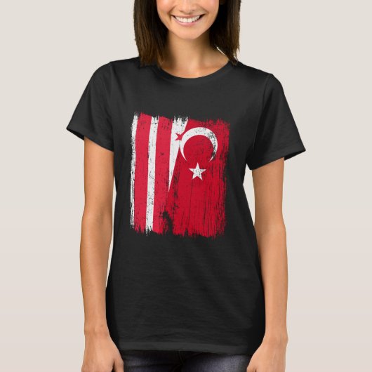 Washington D.C. Turkey Half Flag Turkiye Washingto Tシャツ (正面)