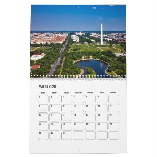 Washington, D.C.-USA Calendar カレンダー (3月 2026)