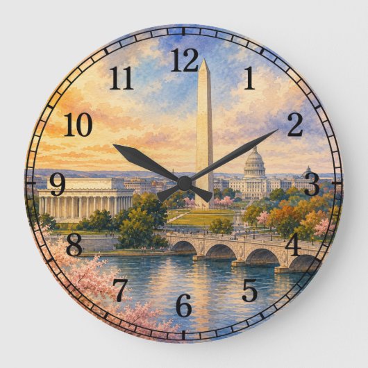 Washington D.C. Wall Clock — Landmark Design ラージ壁時計 (正面)
