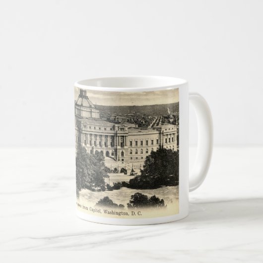 、Washington DCの1912年のヴィンテージ国会図書館 コーヒーマグカップ (正面右)