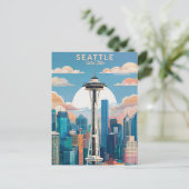 Washington DCエレガントヴィンテージ水の色 ポストカード (スタンド正面)