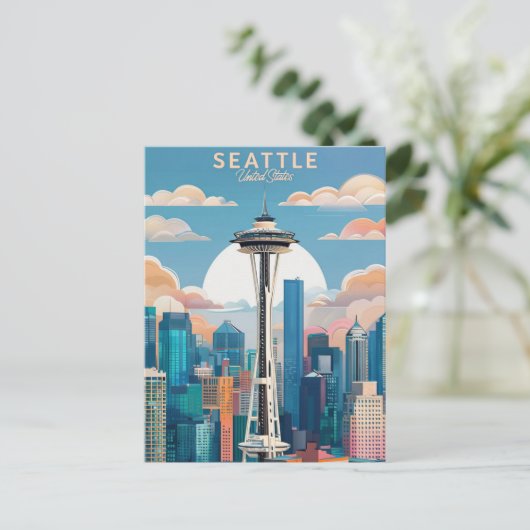 Washington DCエレガントヴィンテージ水の色 ポストカード (スタンド正面)