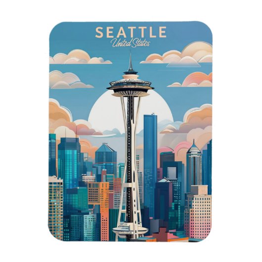 Washington DCエレガントヴィンテージ水の色 マグネット (縦)