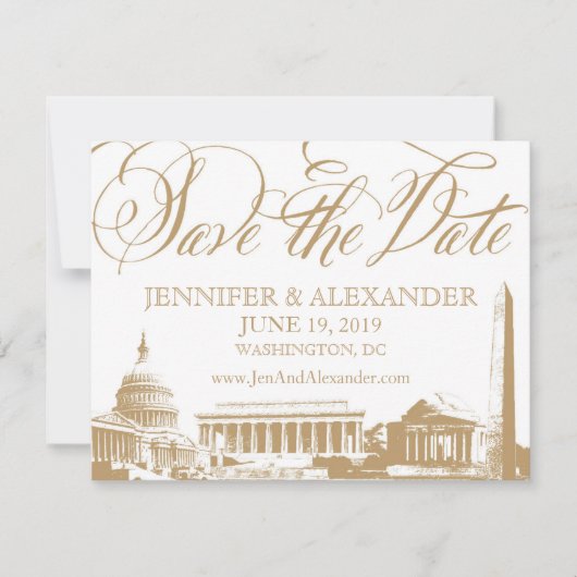 Washington DC日付を保存 – ヴィンテージモニュメント セーブザデート (正面)