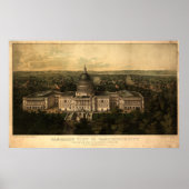 Washington DC 1857 Antique Panoramic Map ポスター (正面)