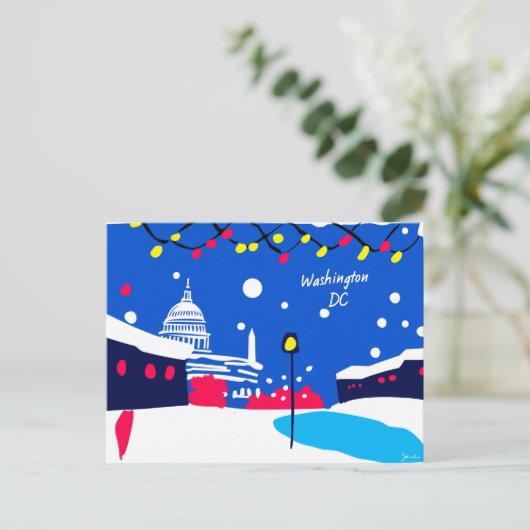 Washington DC Art Deco Style card Illustration ポストカード (スタンド正面)