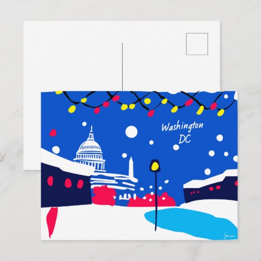 Washington DC Art Deco Style card Illustration ポストカード (正面/裏面)