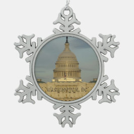 Washington, DC Capitol Building スノーフレークピューターオーナメント