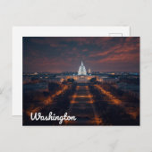 Washington DC Capitol Building Night ポストカード (正面/裏面)