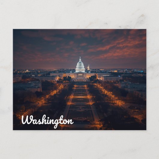 Washington DC Capitol Building Night ポストカード (正面)