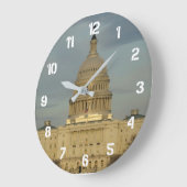 Washington DC Capitol Building w/White Numerals ラージ壁時計 (傾斜)