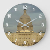 Washington DC Capitol Building w/White Numerals ラージ壁時計 (正面)