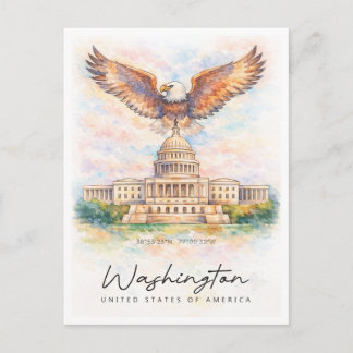 Washington DC Capitol Hill Watercolor | USA シーズンポストカード