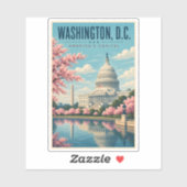 Washington DC Cherry Blossoms Illustration Travel シール (シート)